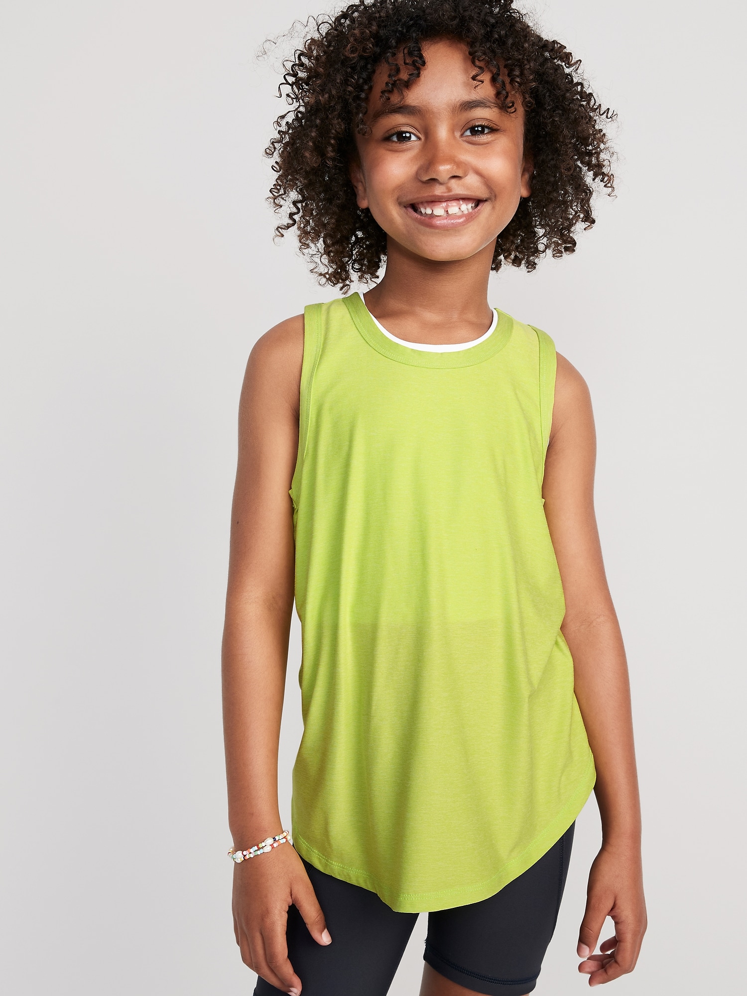 Old Navy Cloud 94 Soft Go-Dry Cool Tunic Tank Top for Girls green. 1