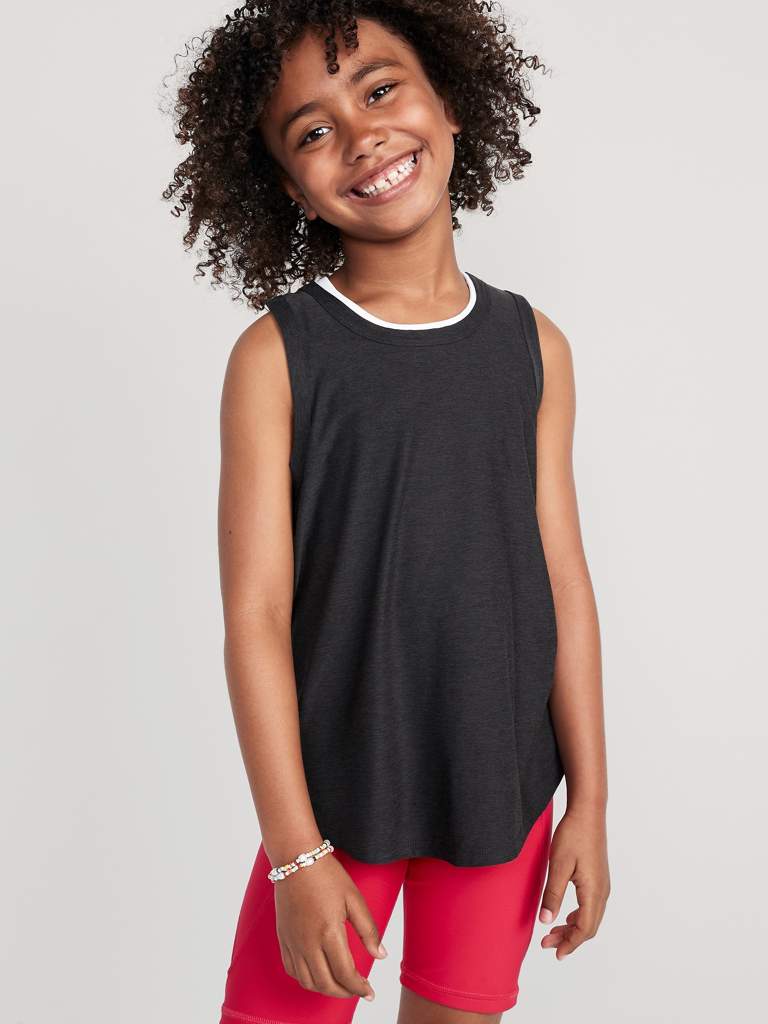 Old Navy Cloud 94 Soft Go-Dry Cool Tunic Tank Top for Girls black. 1