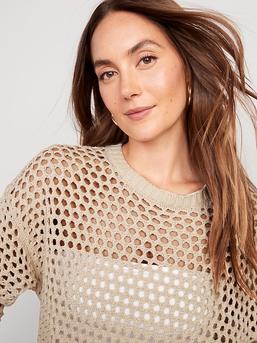 Lucky Brand Women's Cotton Open-Stitch Pullover Sweater $35.73 (60