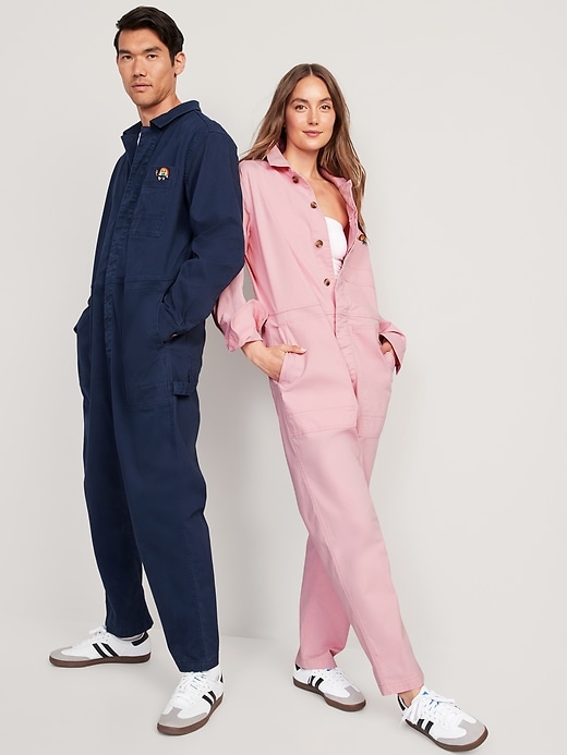 View large product image 2 of 3. Gender-Neutral Long-Sleeve Pride-Graphic Jumpsuit for Adults