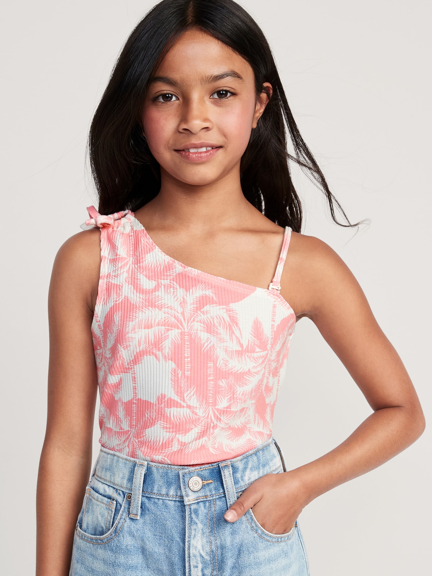 Old Navy Rib-Knit One-Shoulder Tank Top for Girls multi. 1