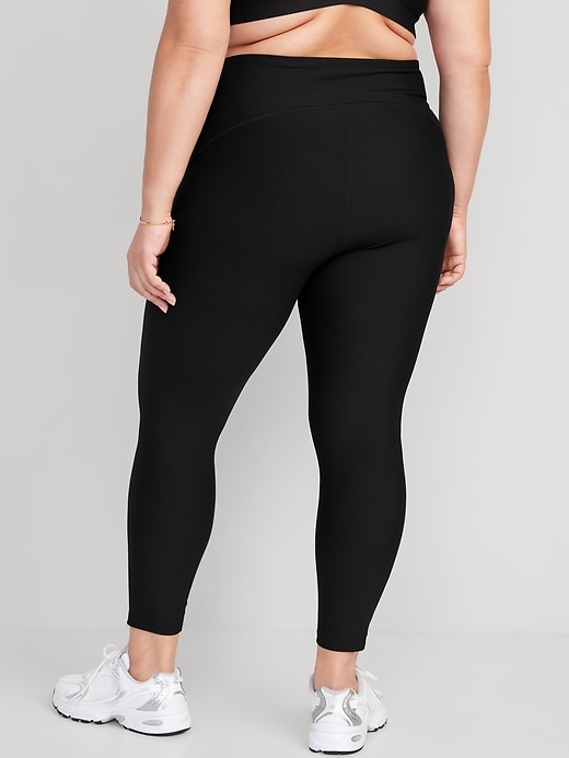 High-Waisted PowerSoft 7/8 Mixed-Fabric Leggings | Old Navy