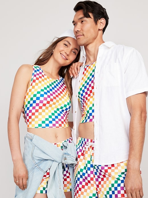 Image number 2 showing, Matching Pride Gender-Neutral Longline Swim Tank Top for Adults