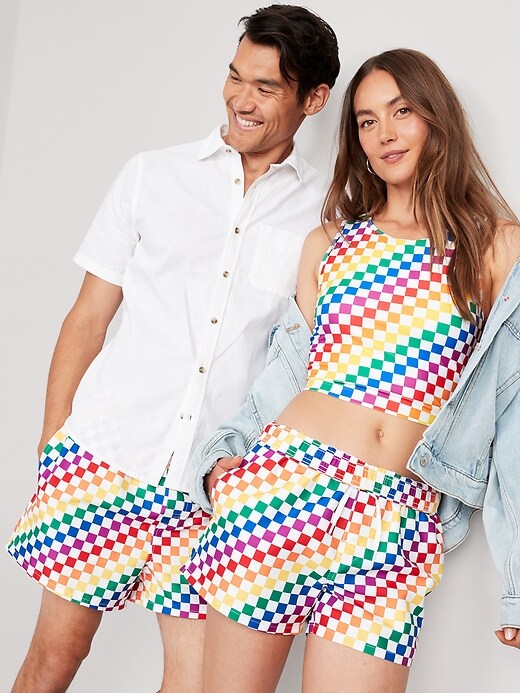 Matching Pride GenderNeutral Swim Trunks for Adults 3.5inch inseam