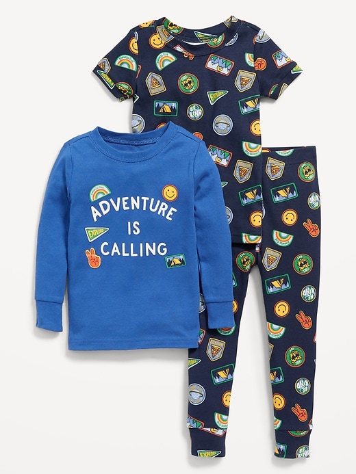 View large product image 1 of 2. Unisex 3-Piece Graphic Pajama Set for Toddler & Baby