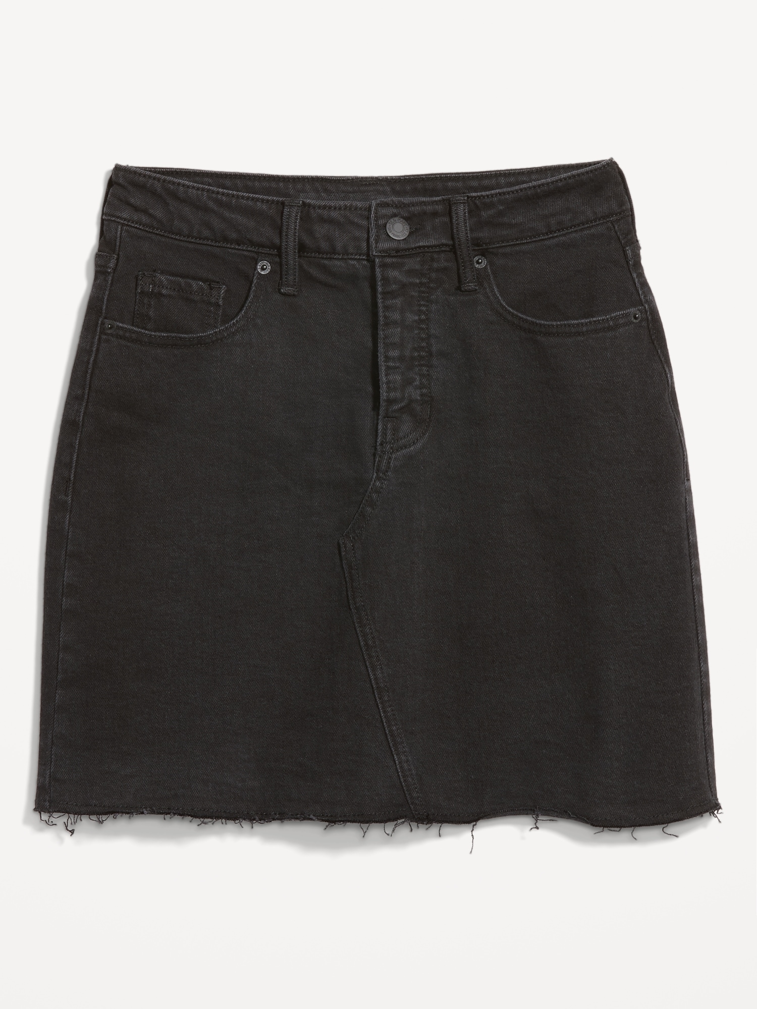 High-Waisted OG Straight Button-Fly Black Mini Jean Skirt for Women ...