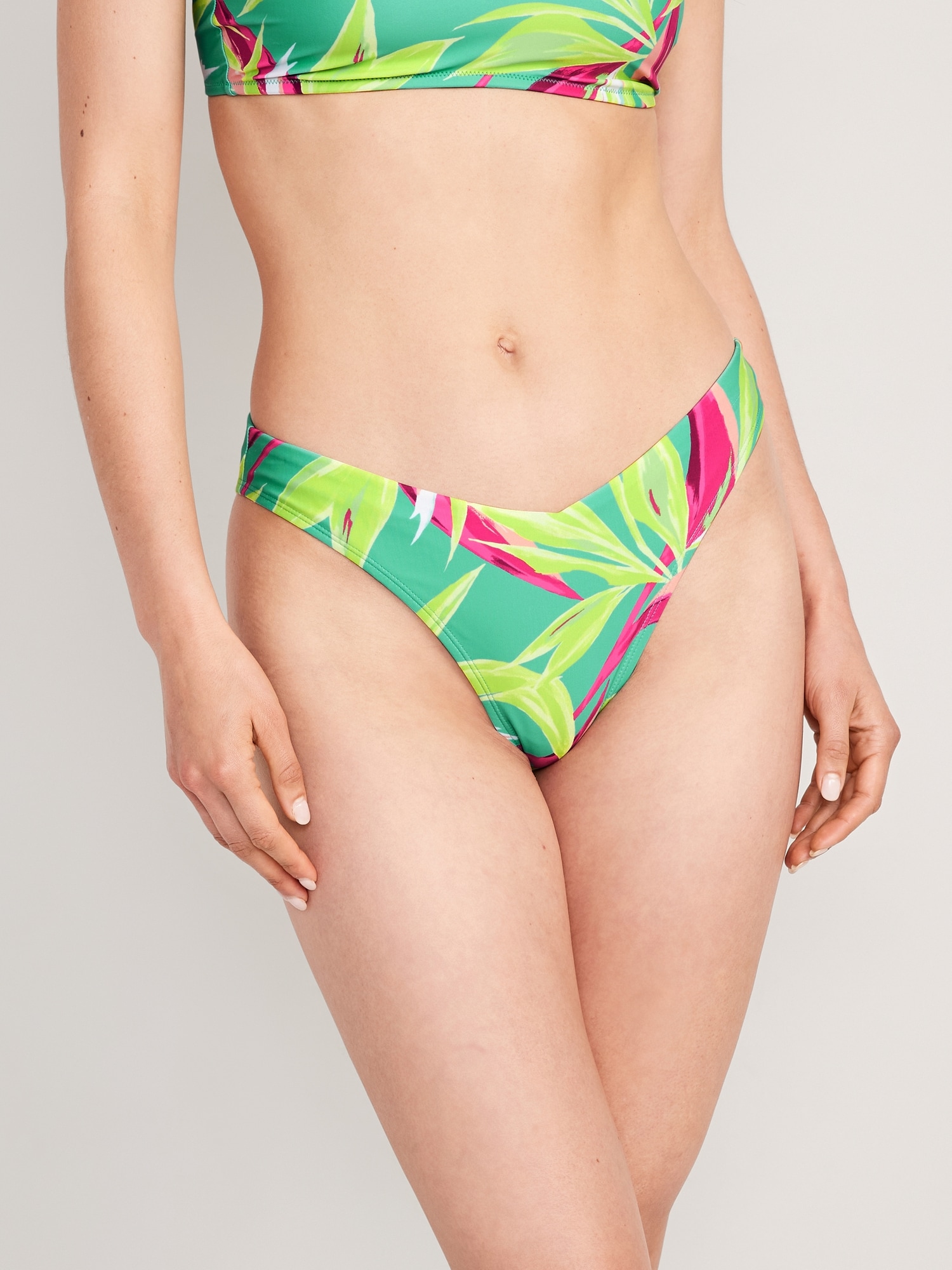 Low-Rise V-Front French-Cut Bikini Swim Bottoms for Women