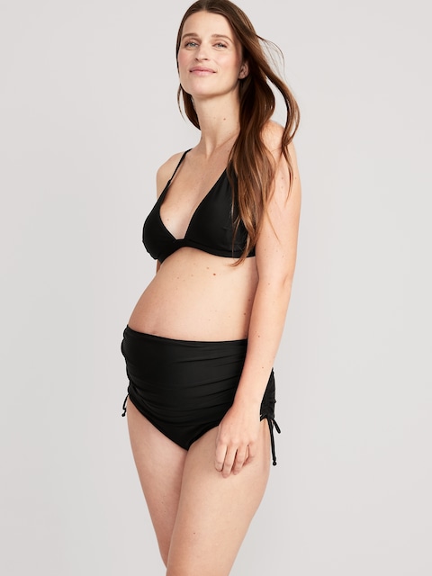 Maternity Ruched Side-Tie Swim Bottoms