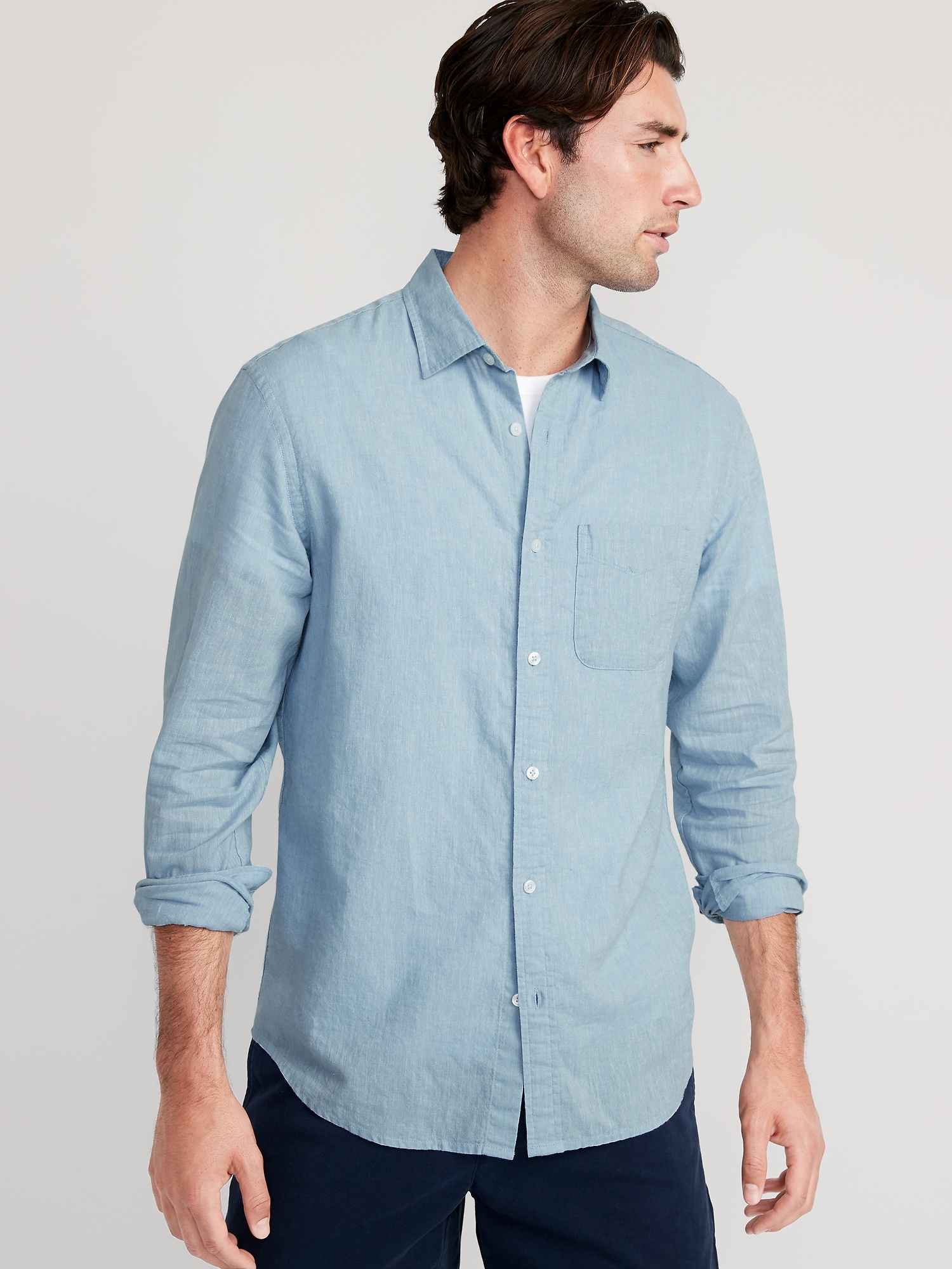 Old Navy - Regular-Fit Everyday Non-Stretch Linen-Blend Shirt for