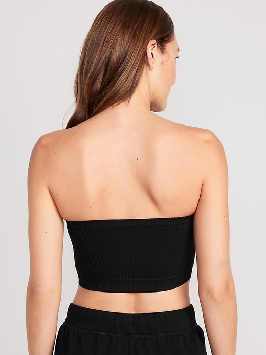 View large product image 2 of 8. Rib-Knit Seamless Bandeau Bralette