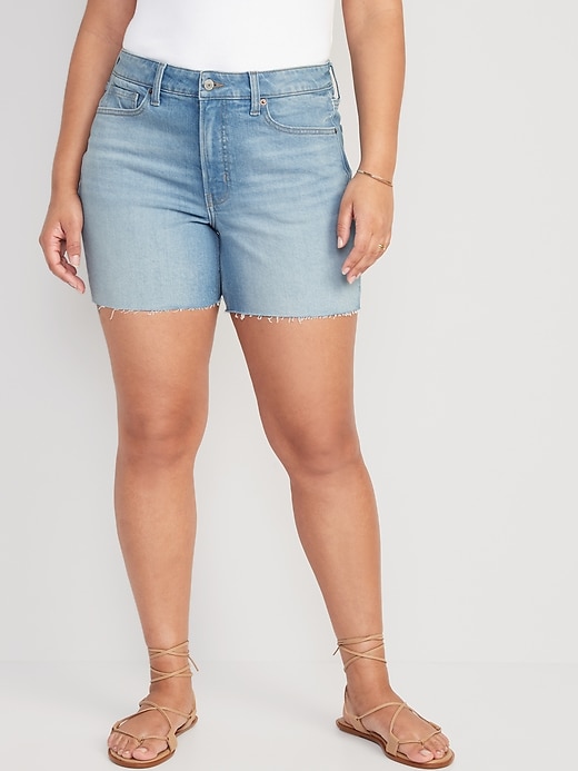 Image number 5 showing, High-Waisted OG Straight Cut-Off Jean Shorts -- 5-inch inseam