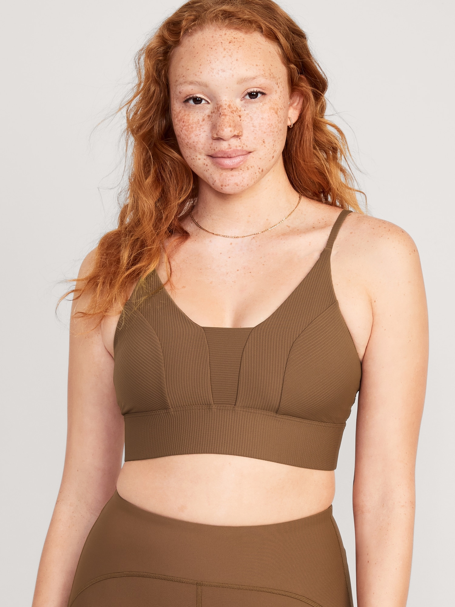 Old Navy Light Support PowerSoft Ribbed Longline Sports Bra for