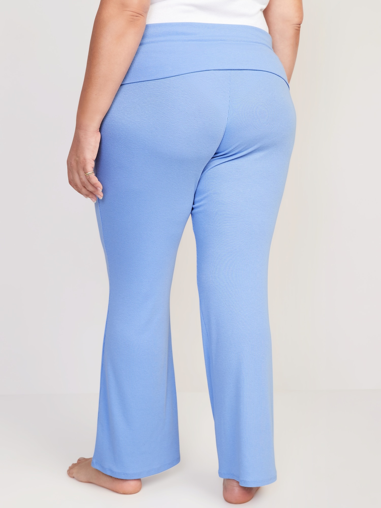 Mid-Rise UltraLite Foldover-Waist Flare Lounge Pants for Women | Old Navy
