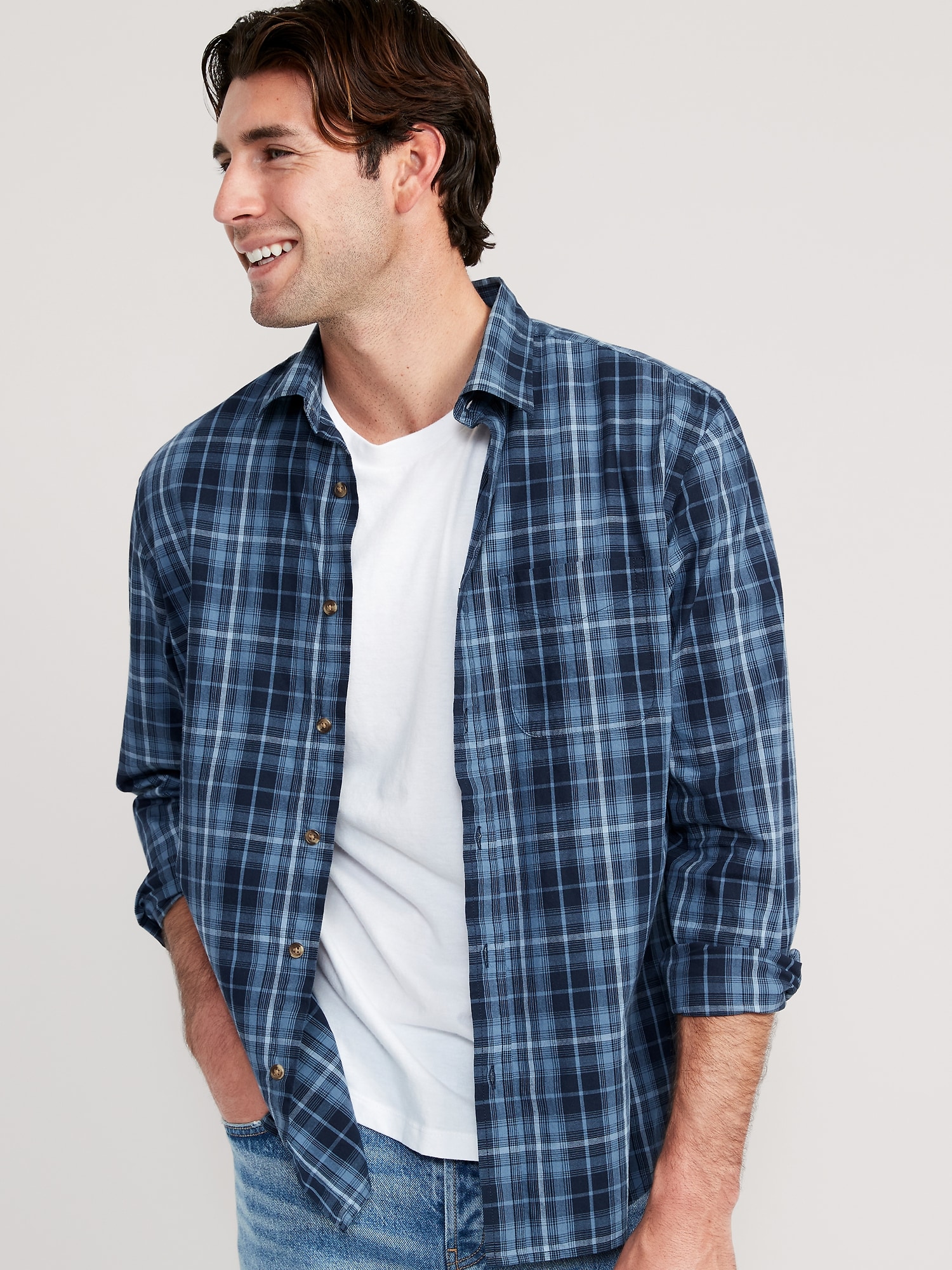 Oldnavy Regular-Fit Built-In Flex Patterned Everyday Shirt for Men