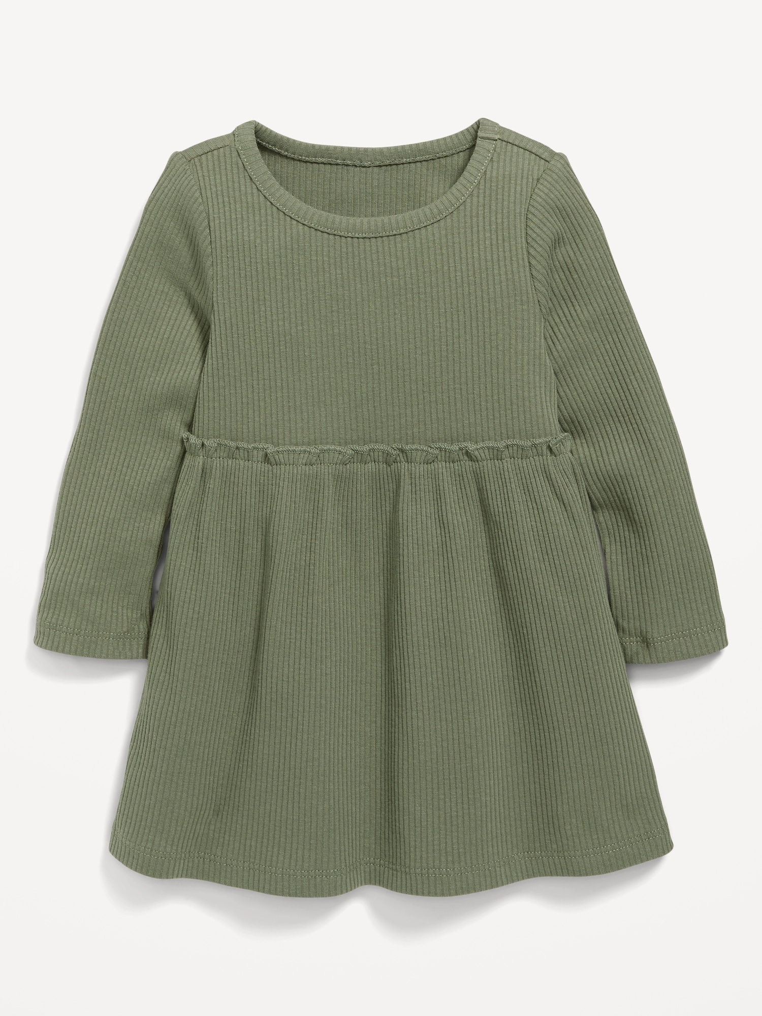 Rib-Knit Long-Sleeve Jersey Dress for Baby