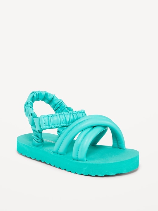 View large product image 1 of 1. Cross-Strap Puffy Sandals for Toddler Girls