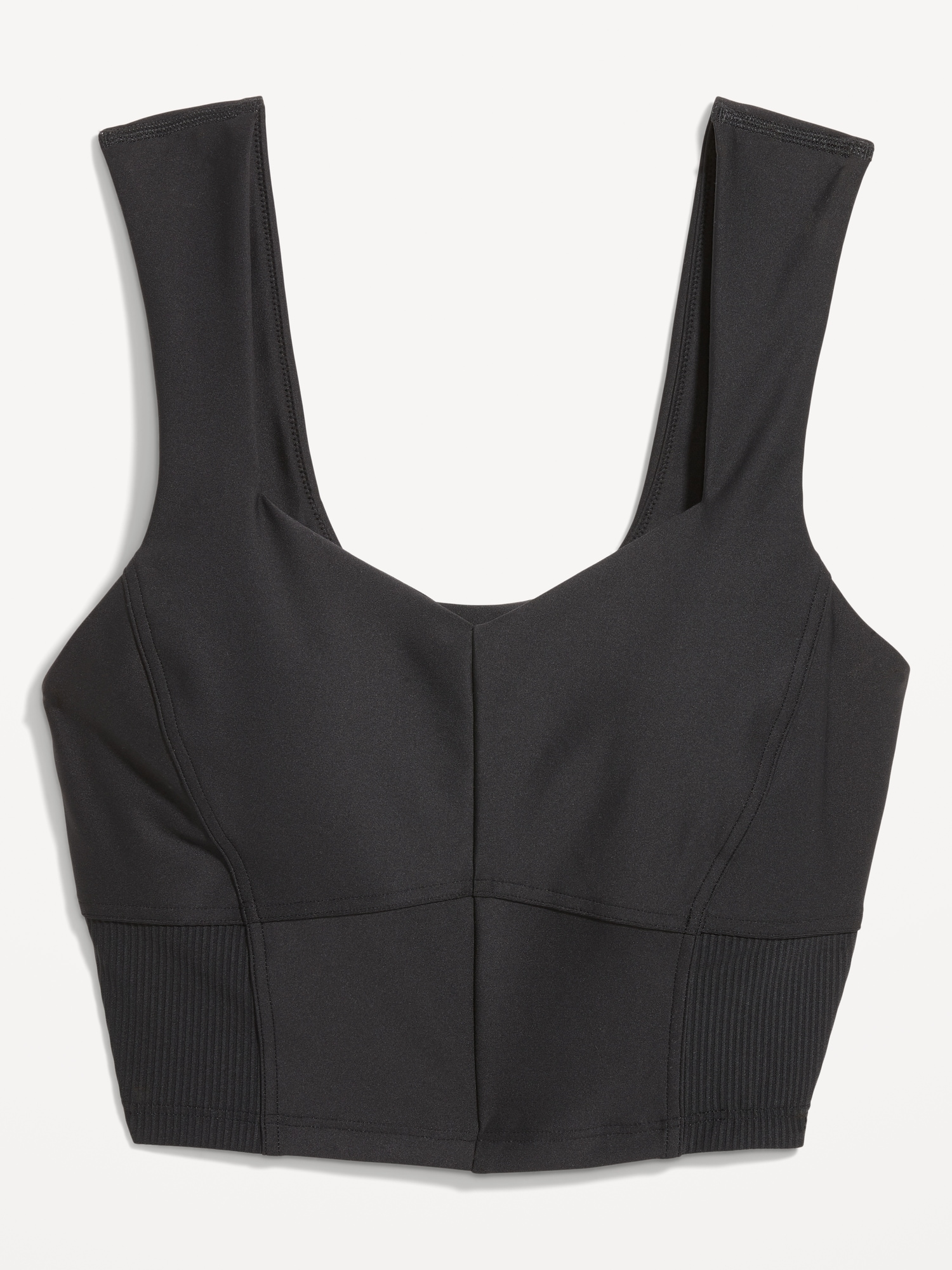 Old Navy Light Support PowerSoft Longline Sports Bra for Women Solid Black  Top