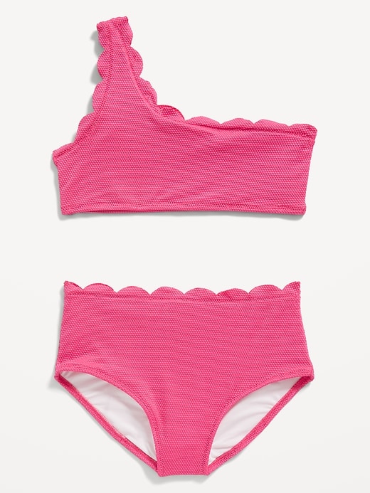 View large product image 1 of 2. One-Shoulder Scallop-Trim Swim Set for Girls