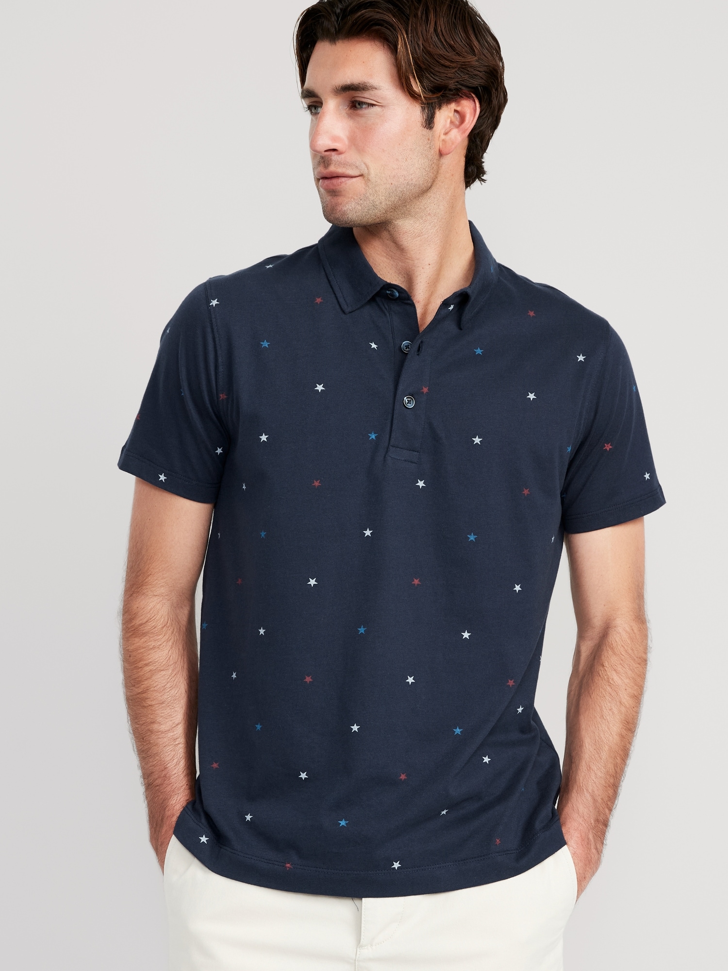 Old Navy Printed Classic Fit Jersey Polo for Men multi. 1