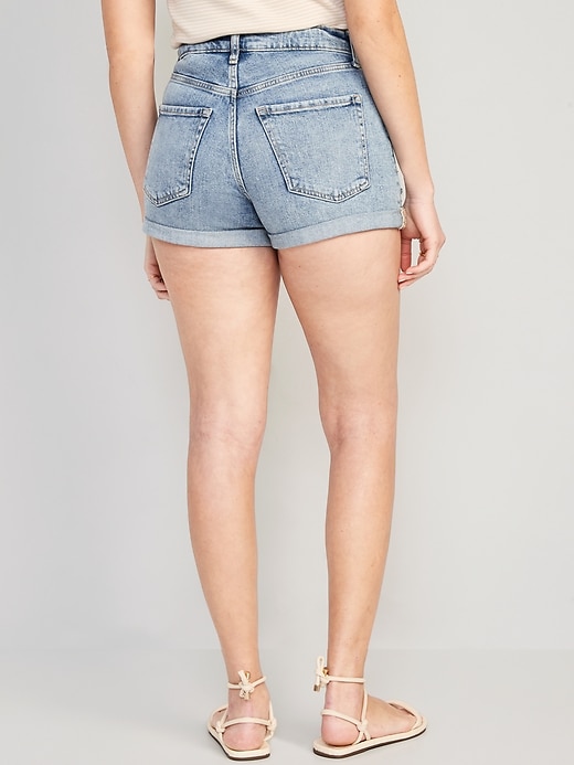 Image number 2 showing, Curvy High-Waisted OG Straight Button-Fly Ripped Jean Shorts -- 3-inch inseam