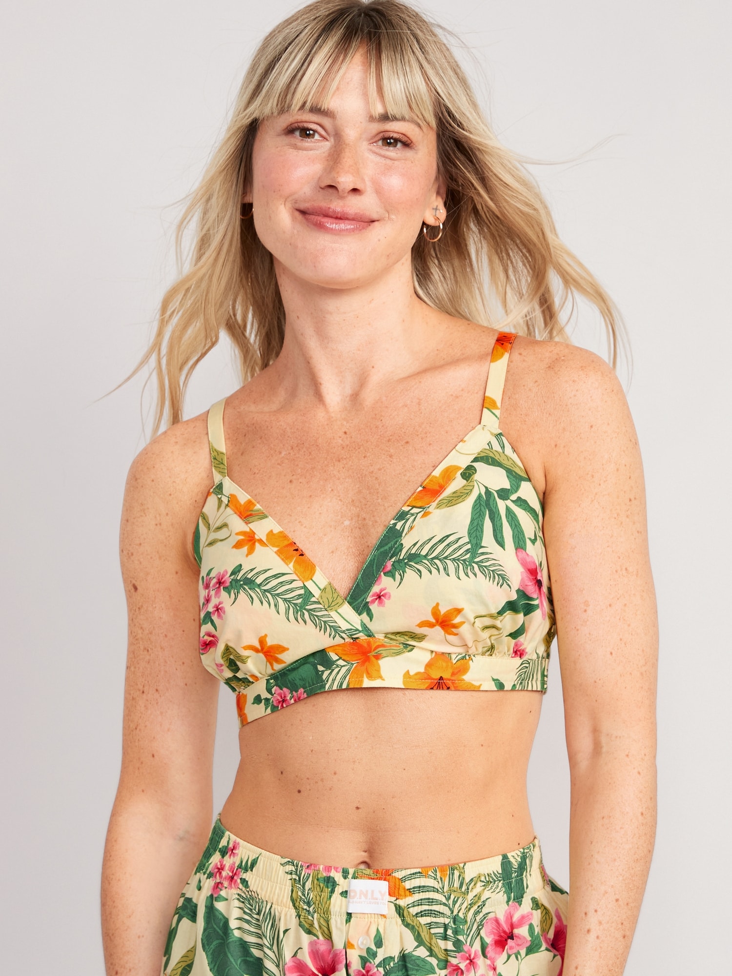 Old Navy Cross-Front Poplin Bralette for Women yellow. 1