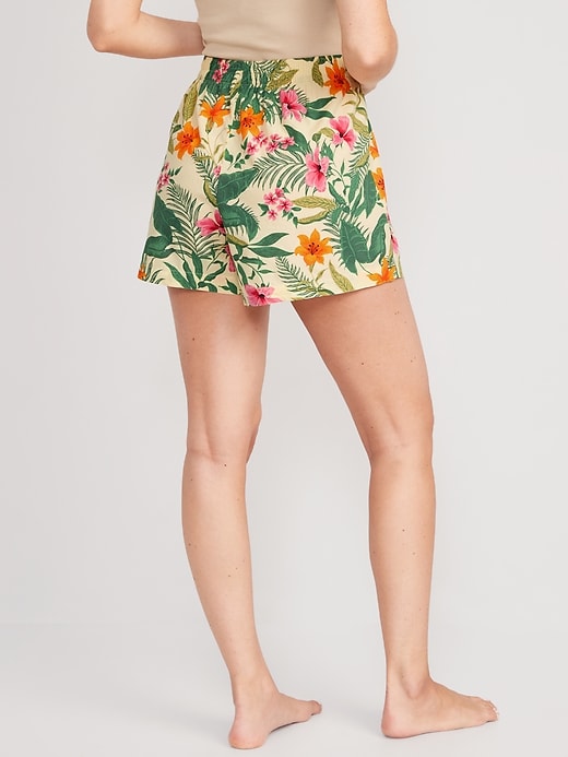 Image number 2 showing, High-Waisted Printed Poplin Pajama Shorts -- 3.5-inch inseam