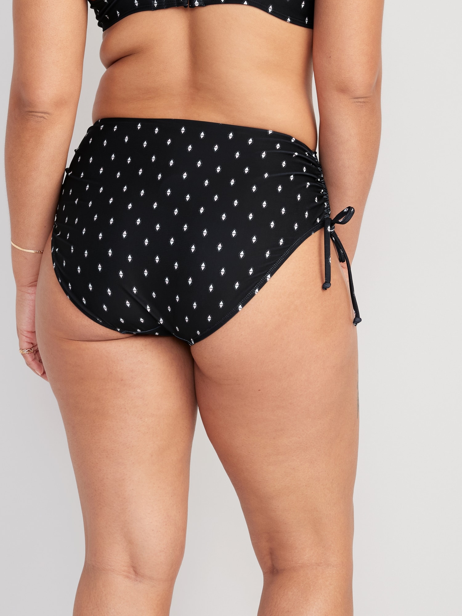 Old Navy Women’s White and Black Dotted Tie-Strap Bikini Swim Top XL