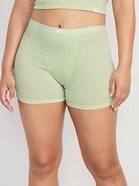 View large product image 5 of 8. High-Waisted Rib-Knit Boyshort Boxer Briefs -- 3-inch inseam