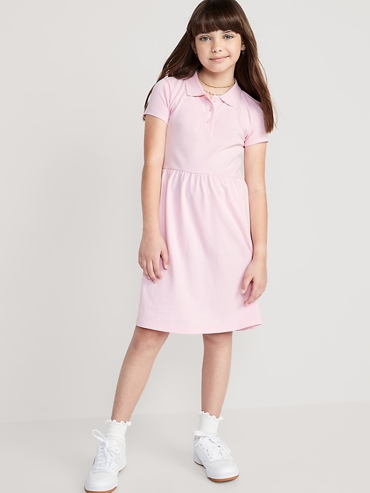 School Uniform Fit & Flare Pique Polo Dress for Girls | Old Navy