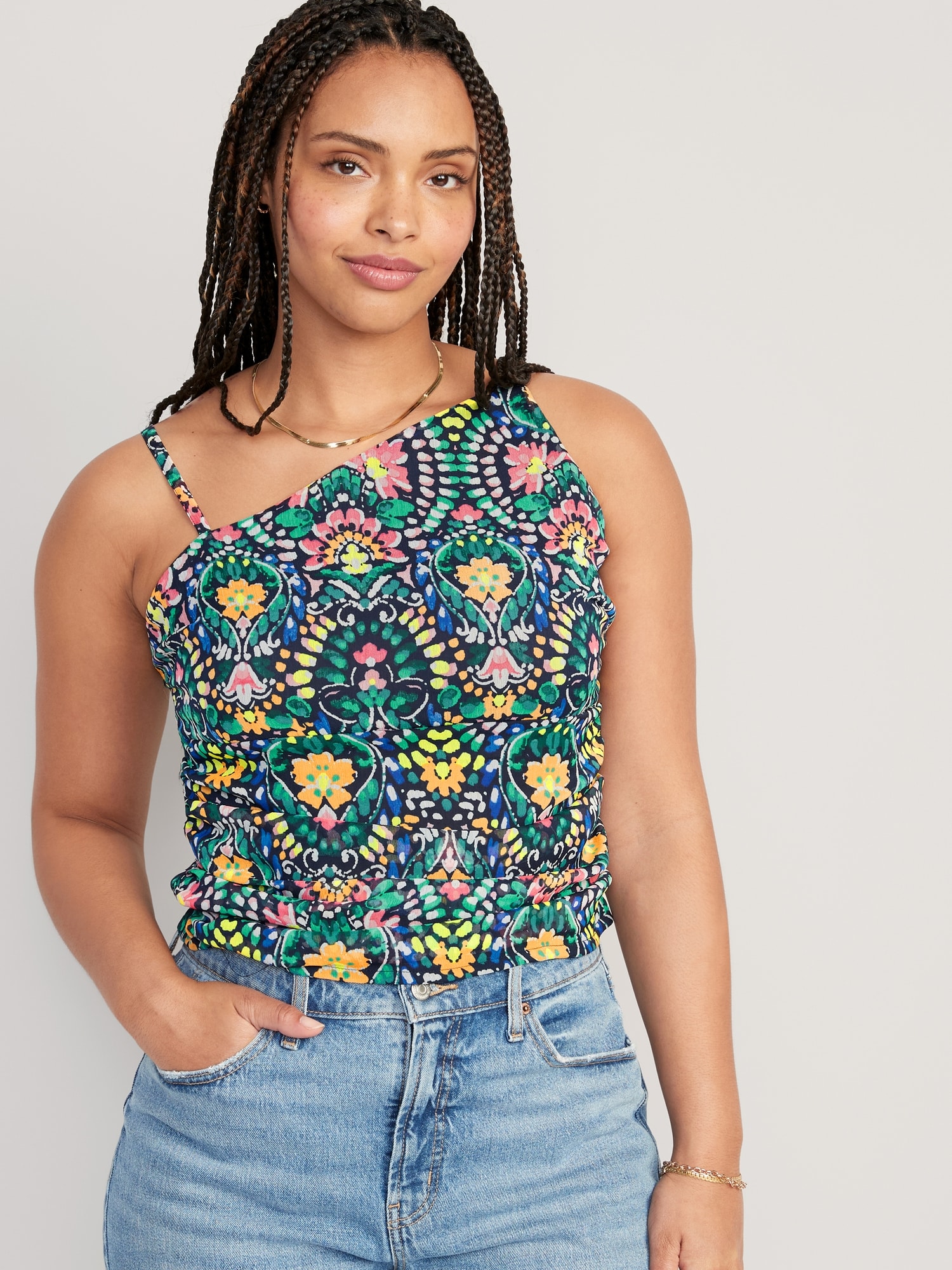 Fitted Asymmetrical Cropped Cami Top for Women | Old Navy