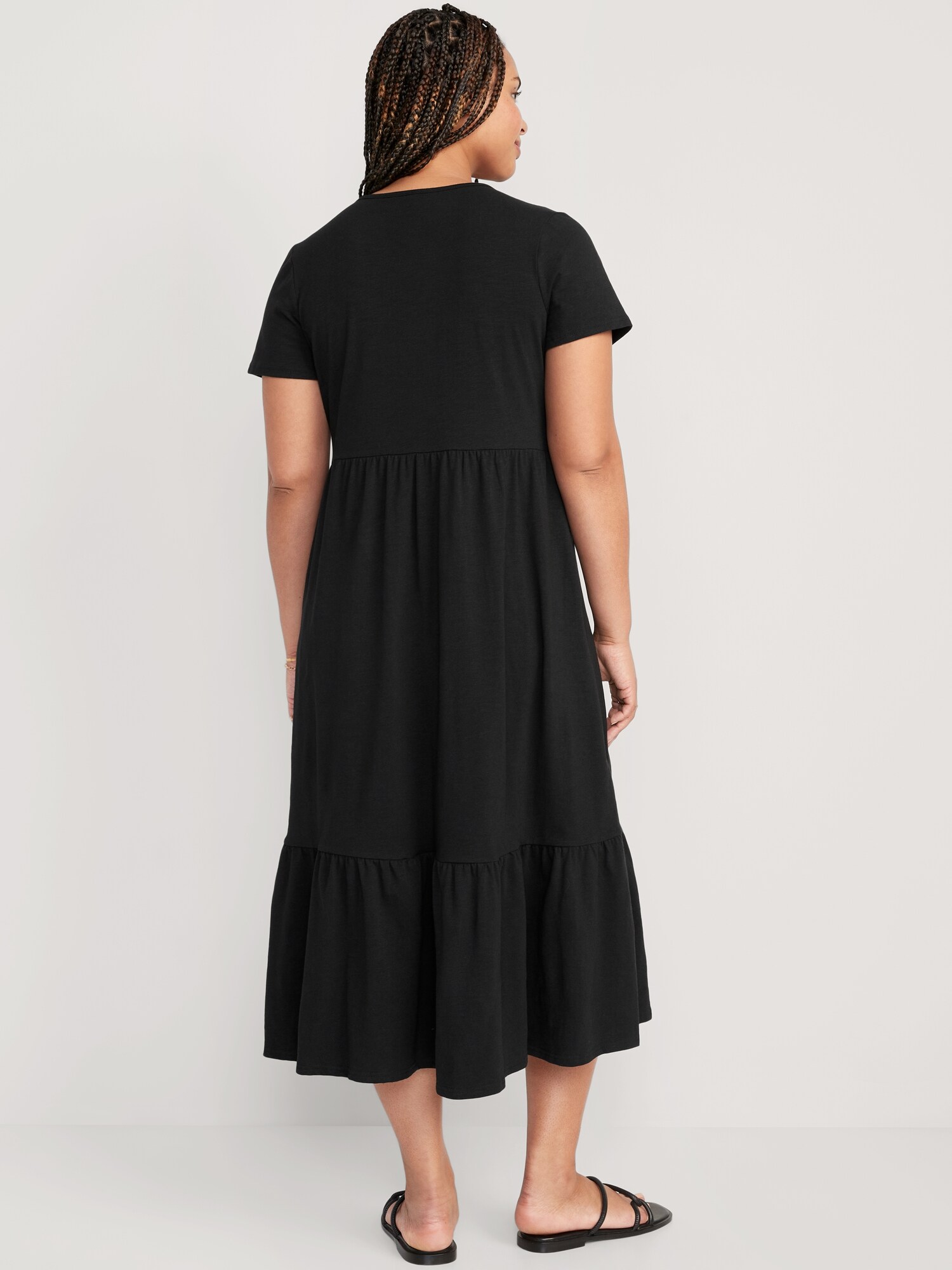 Short-Sleeve Tiered Midi Dress | Old Navy