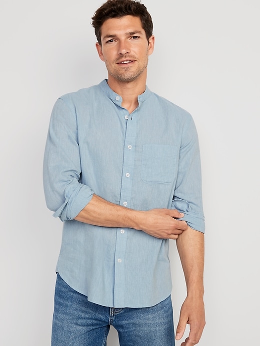 Image number 1 showing, Linen-Blend Pocket Shirt