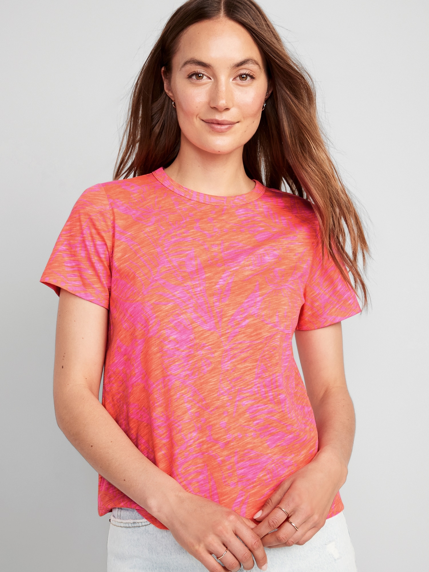 Old Navy EveryWear Printed Slub-Knit T-Shirt for Women multi. 1