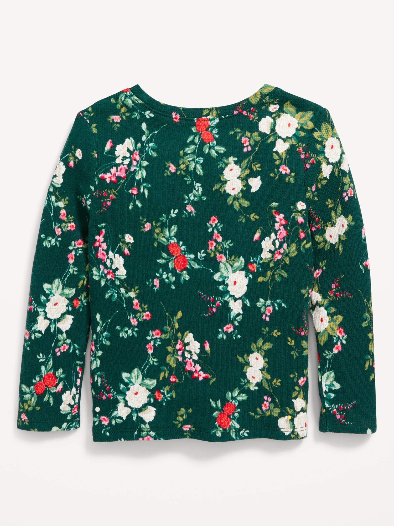 Black Ditsy Flower Thermal Long Sleeve Top