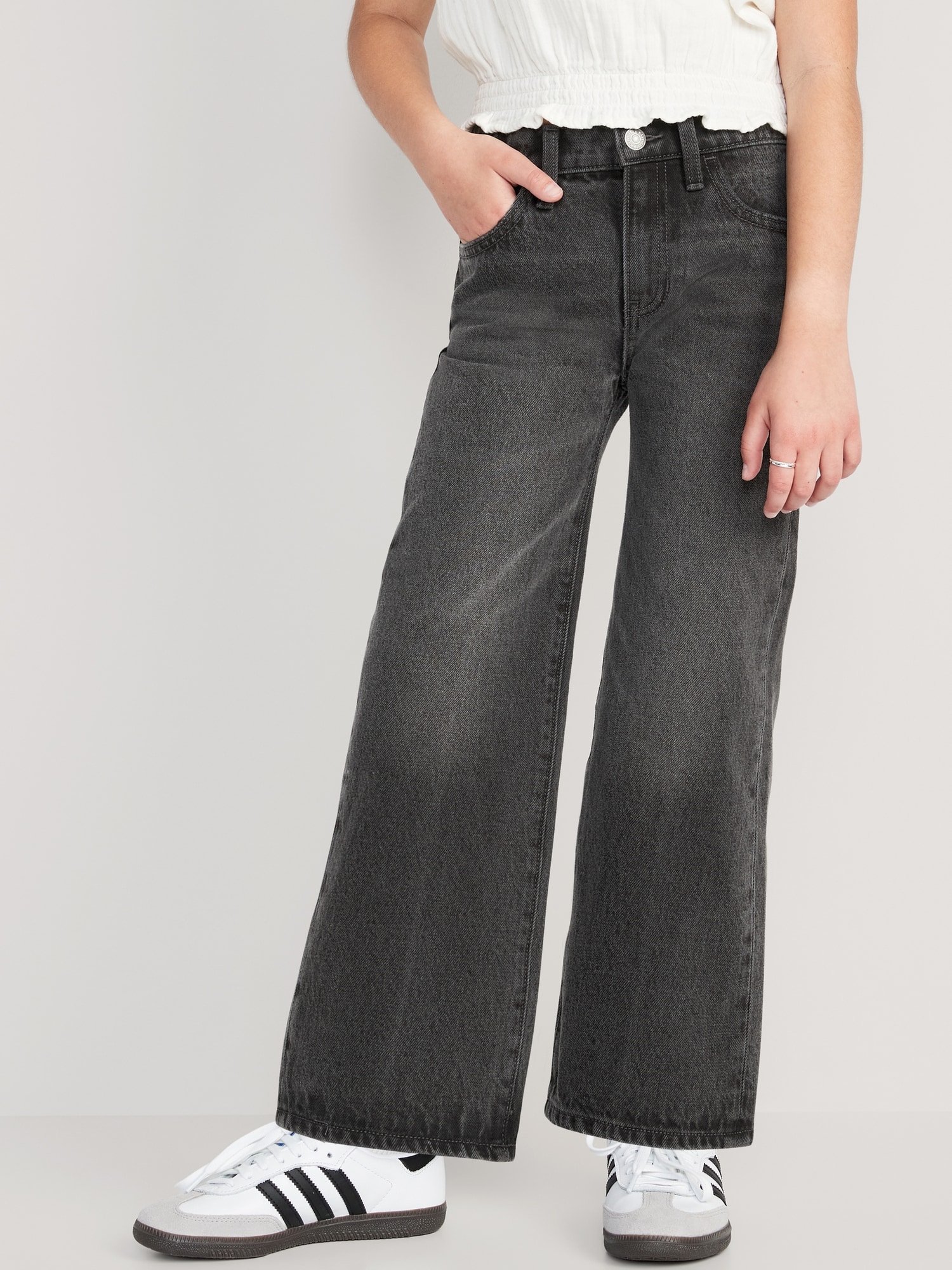 High-Waisted Baggy Wide-Leg Cargo Jeans for Girls