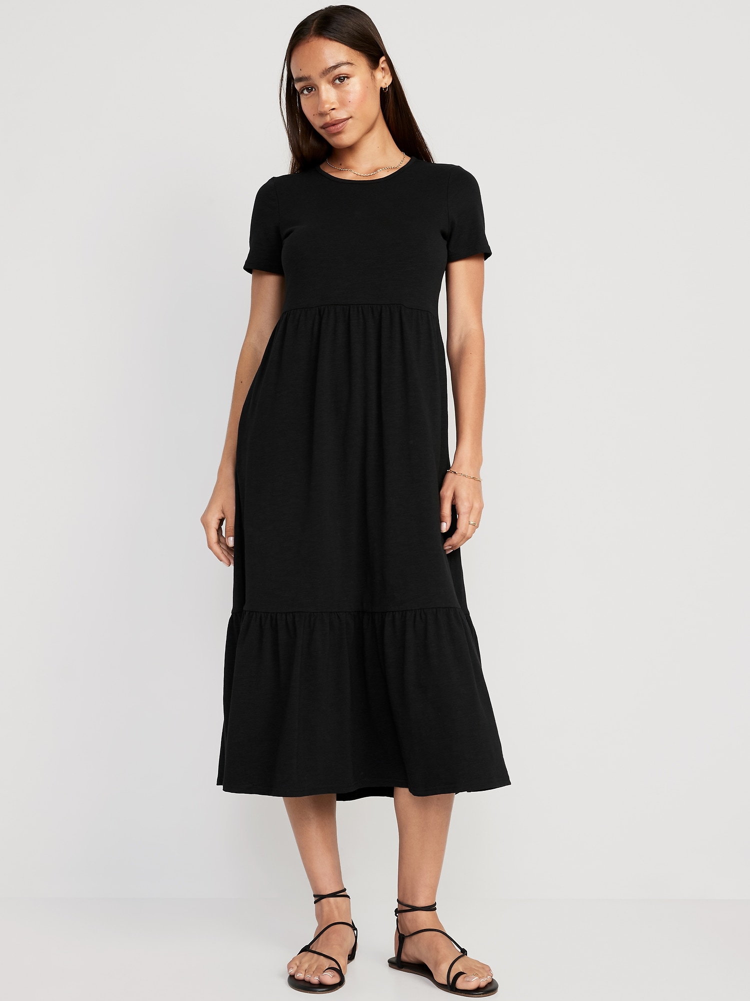 Short-Sleeve Tiered Midi Dress for Women | Old Navy