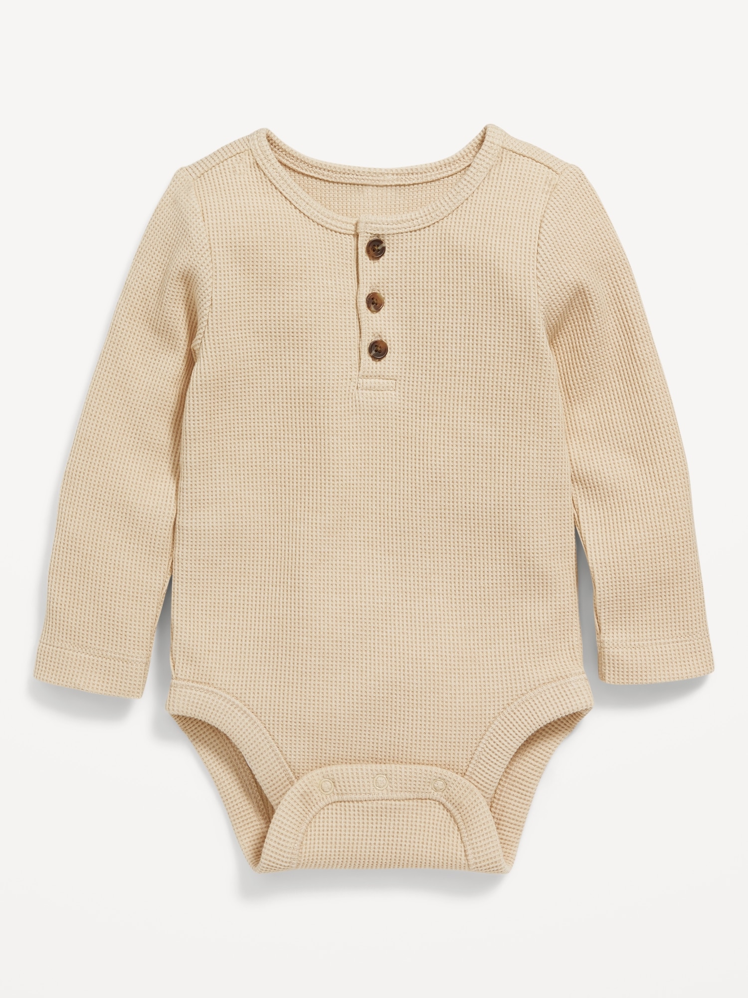 Unisex Long-Sleeve Thermal-Knit Henley Bodysuit for Baby | Old Navy