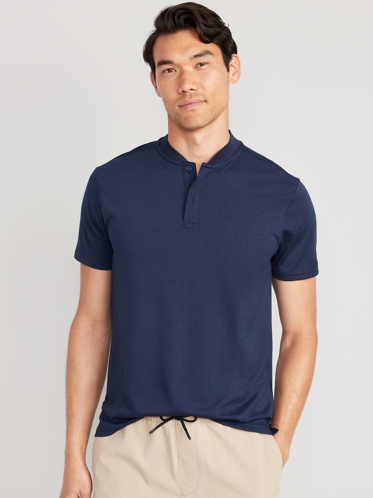 Old Navy Performance Core Banded-Collar Polo for Men blue. 1