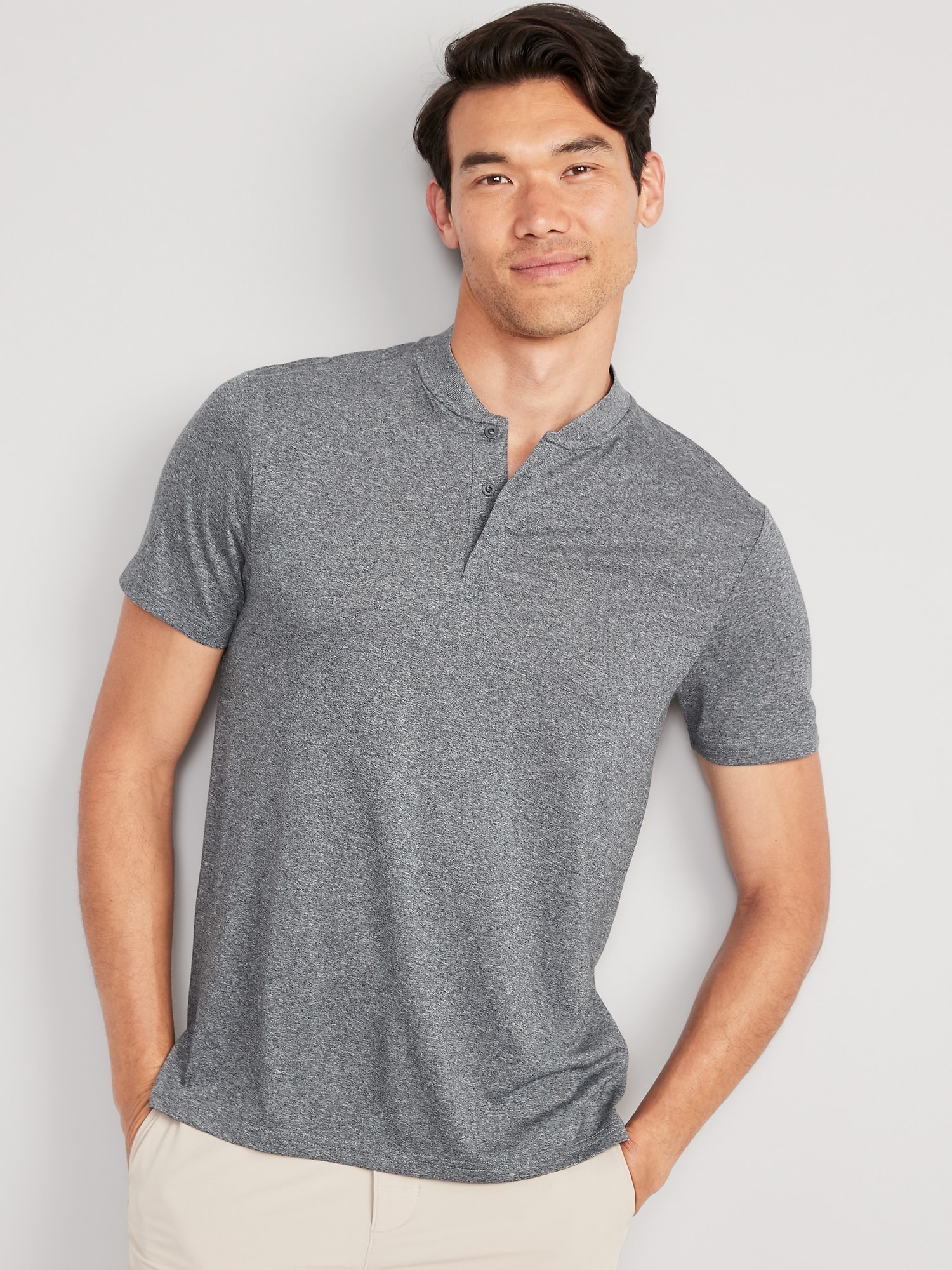 Old Navy Performance Core Banded-Collar Polo for Men gray. 1