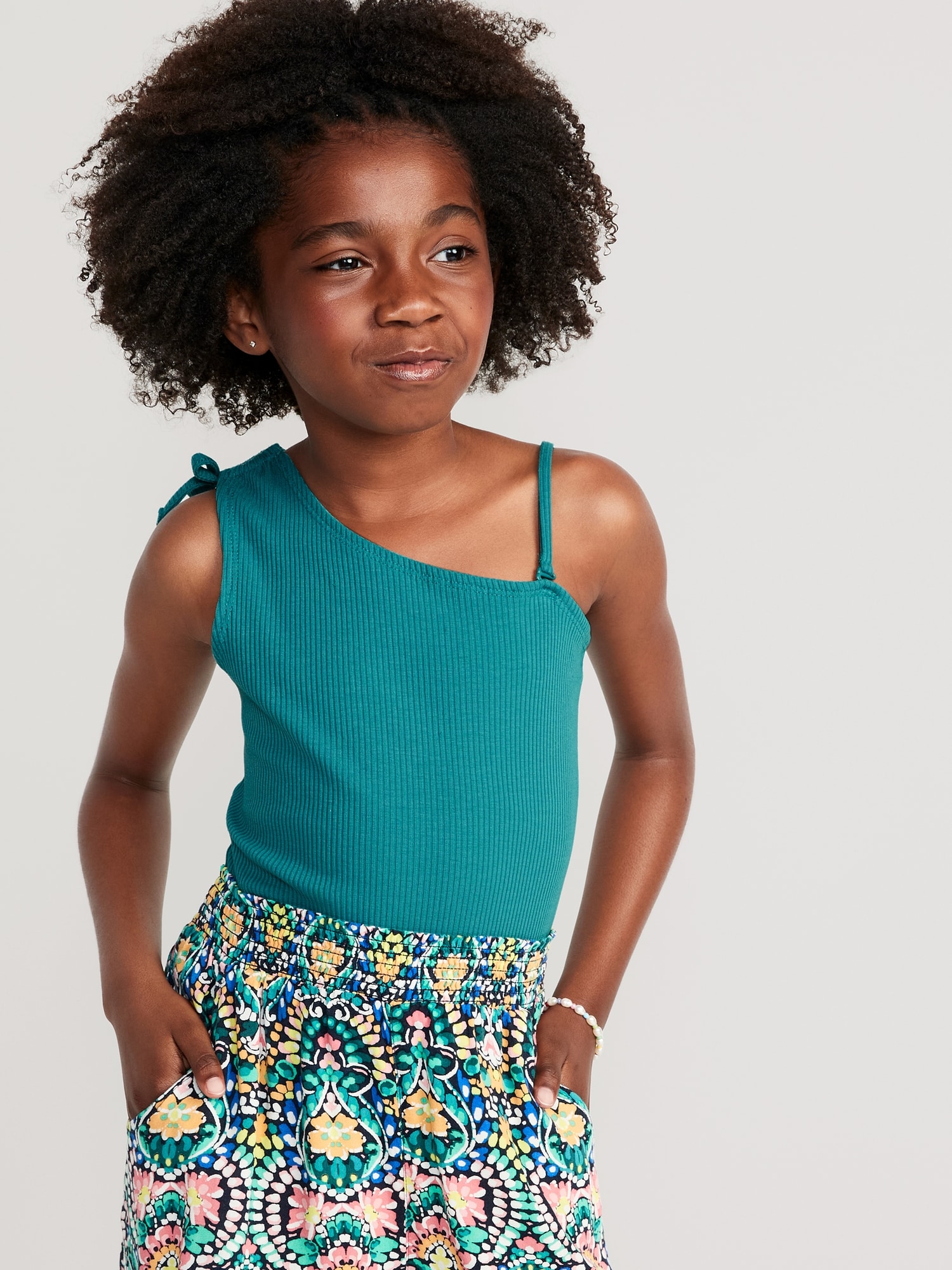 Rib-Knit One-Shoulder Tank Top for Girls | Old Navy