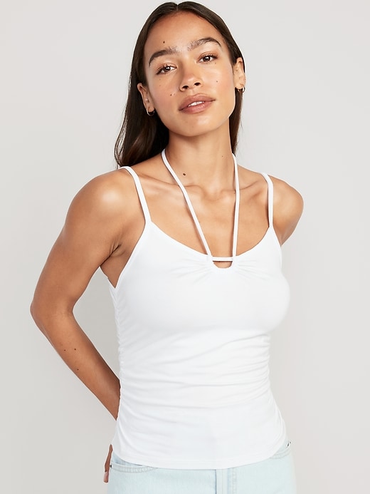 Image number 1 showing, Fitted Sleeveless Tie-Front Top