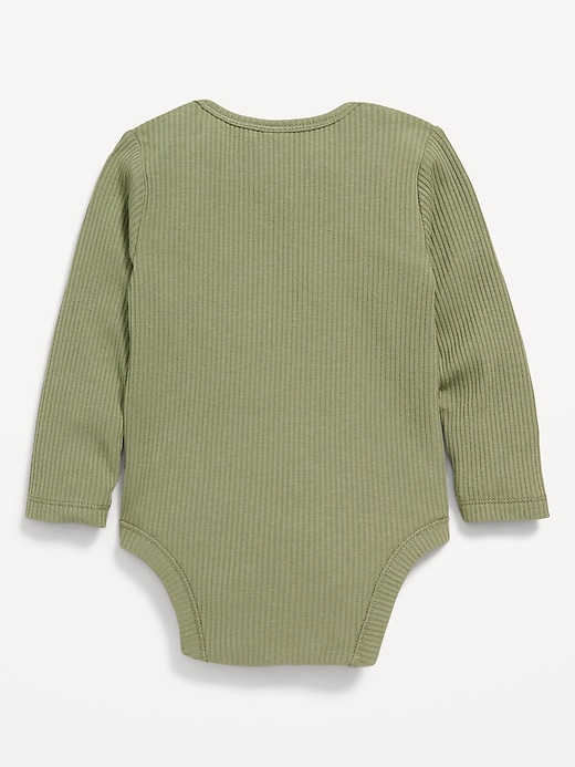View large product image 2 of 2. Unisex Long-Sleeve Rib-Knit Bodysuit for Baby