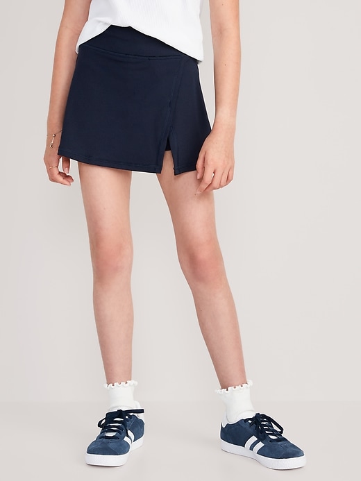 View large product image 1 of 5. High-Waisted Rib-Knit Side-Slit Performance Skort for Girls