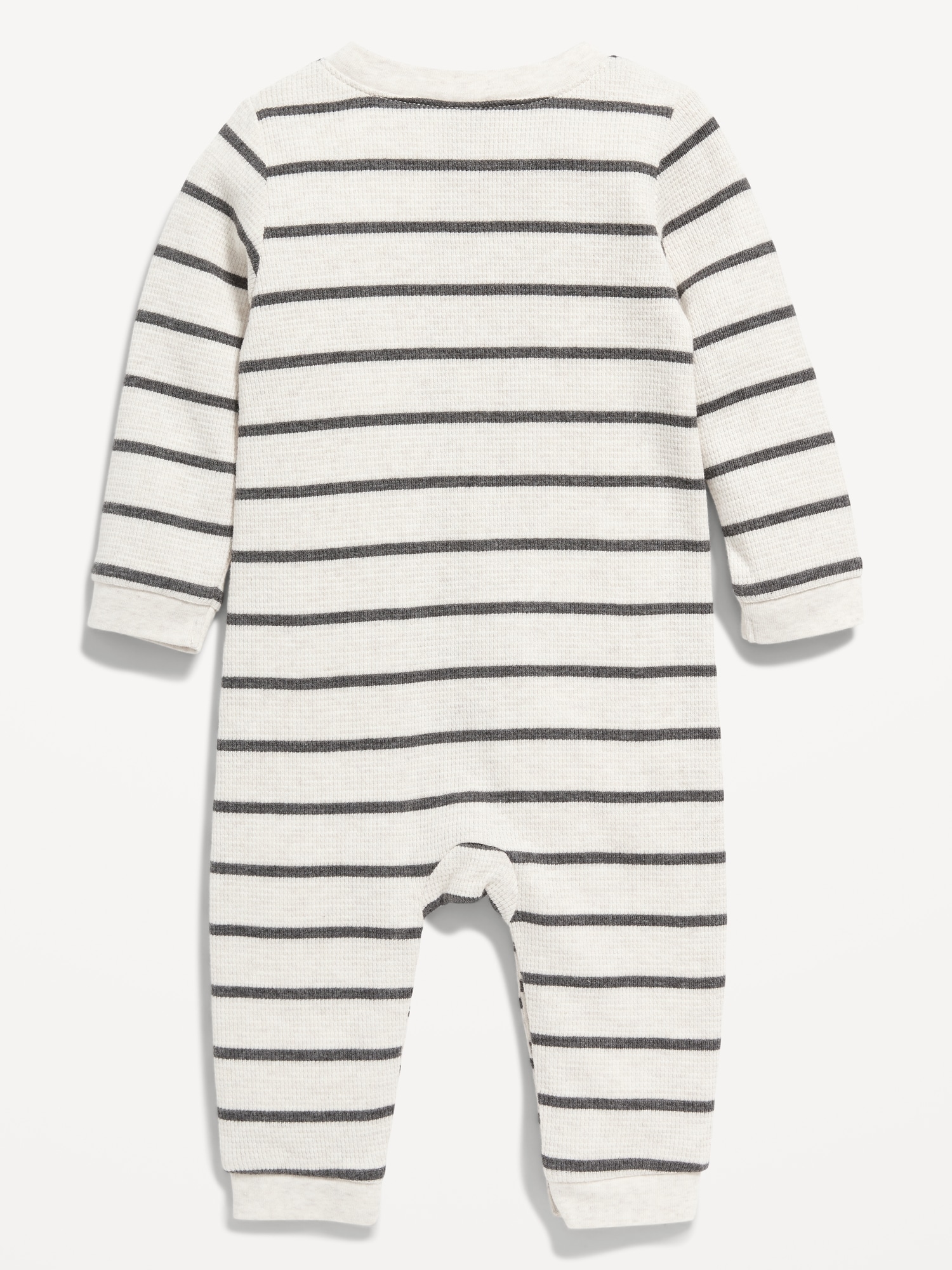 Long-Sleeve Striped Thermal-Knit Henley One-Piece for Baby | Old Navy