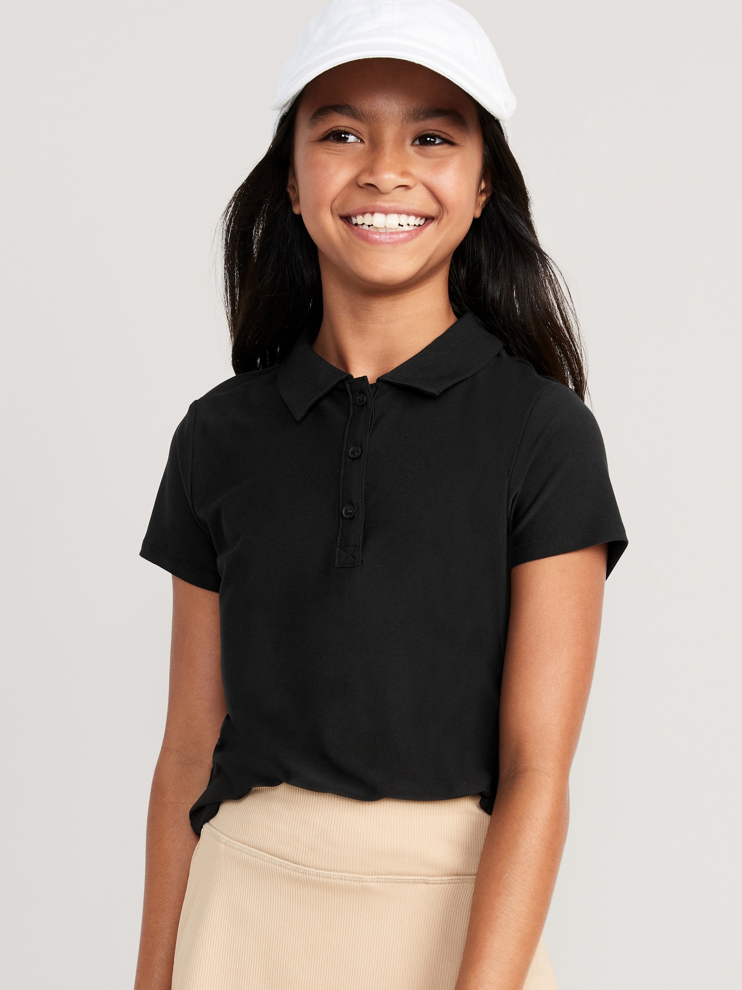 Old Navy Cloud 94 Soft School Uniform Polo Shirt for Girls black. 1