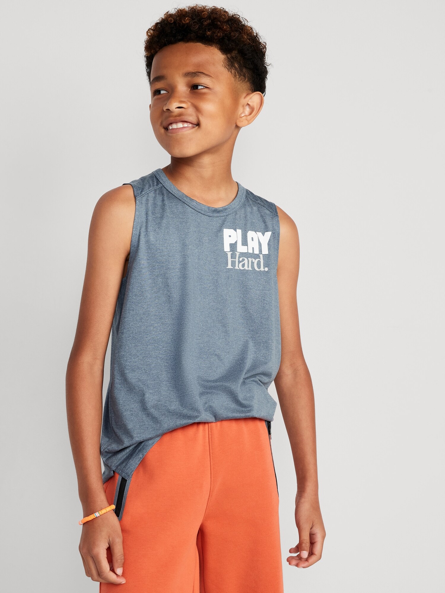 Old Navy Cloud 94 Soft Go-Dry Cool Graphic Performance Tank for Boys blue. 1