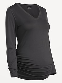 Image number 2 showing, Maternity EveryWear Fitted V-Neck Long-Sleeve T-Shirt