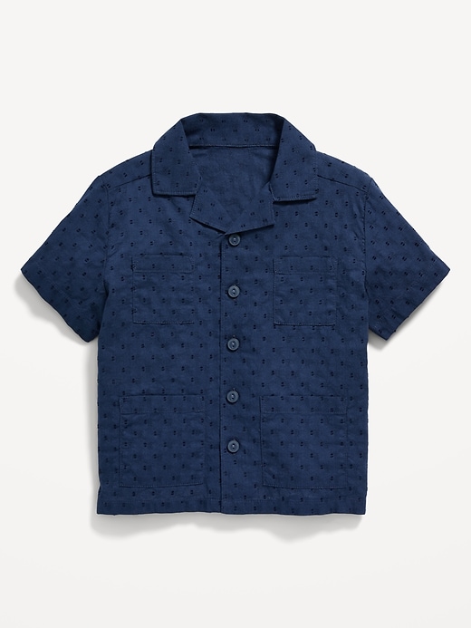 View large product image 1 of 2. Short-Sleeve Clip-Dot Pocket Shirt for Toddler Boys
