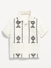 View large product image 3 of 3. Matching Short-Sleeve Embroidered-Print Pocket Shirt for Toddler Boys