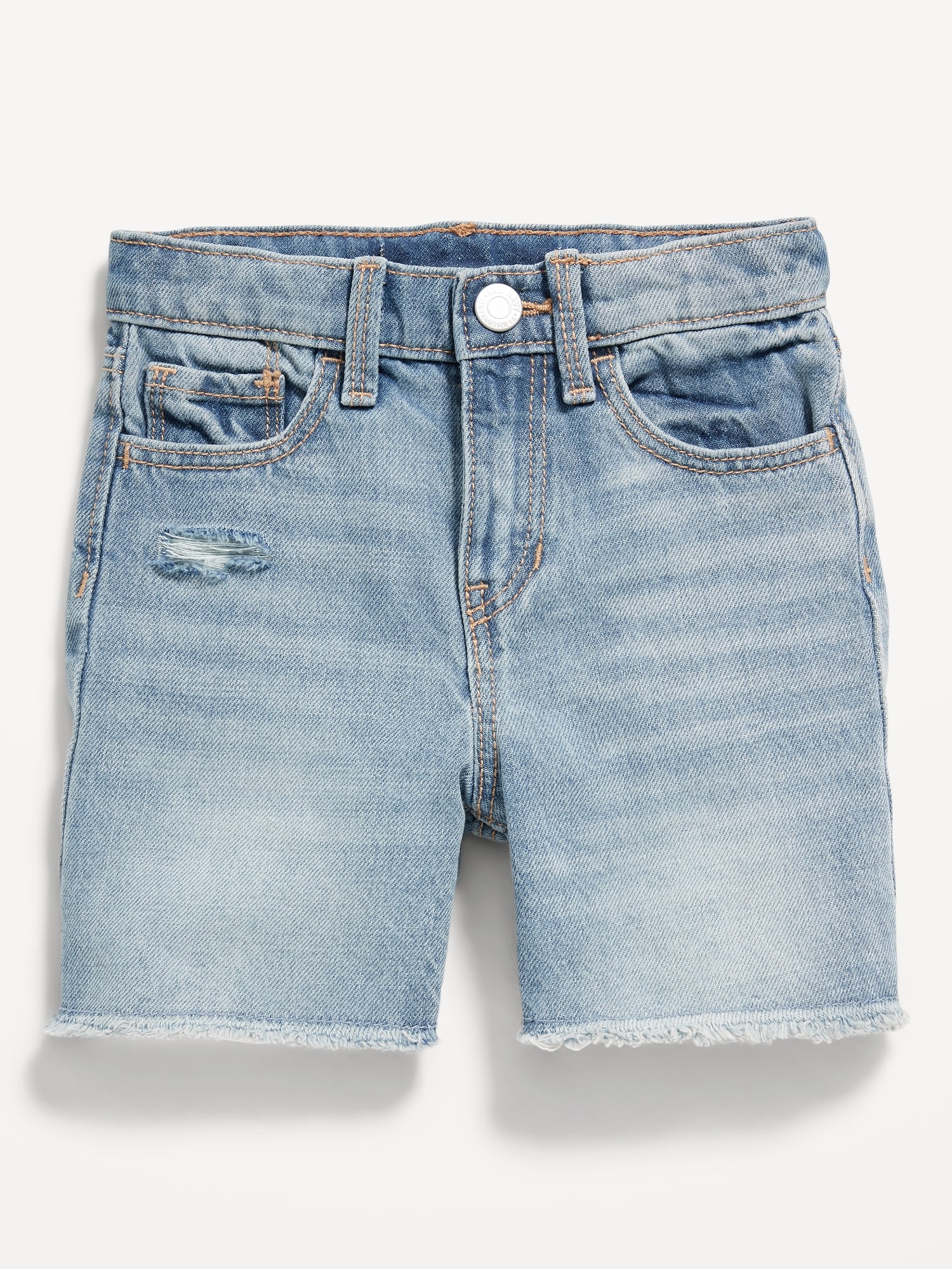 Slouchy Straight Ripped Jean Cut-Off Midi Shorts for Toddler Girls ...